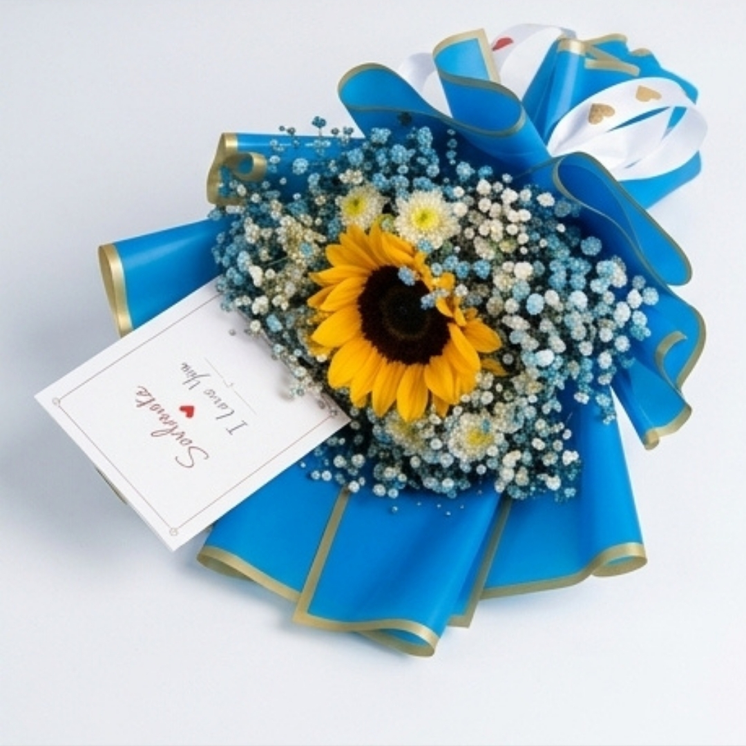 Azure Soulmate Sunflower & Baby’s Breath Bouquet detail 3