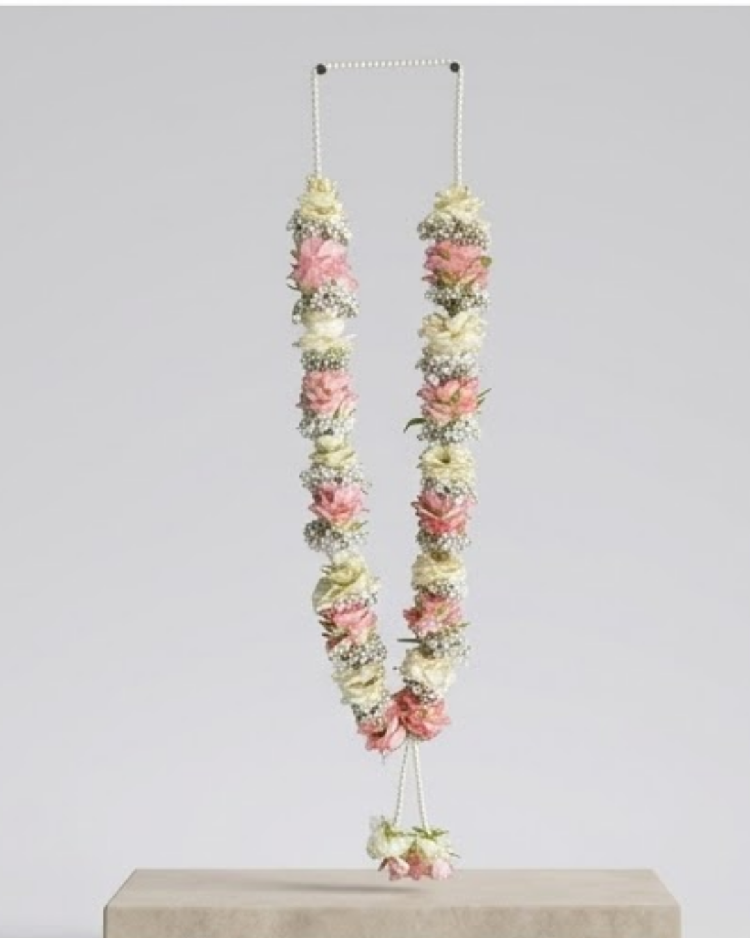 Blush & Ivory Traditional Floral Mala detail 2