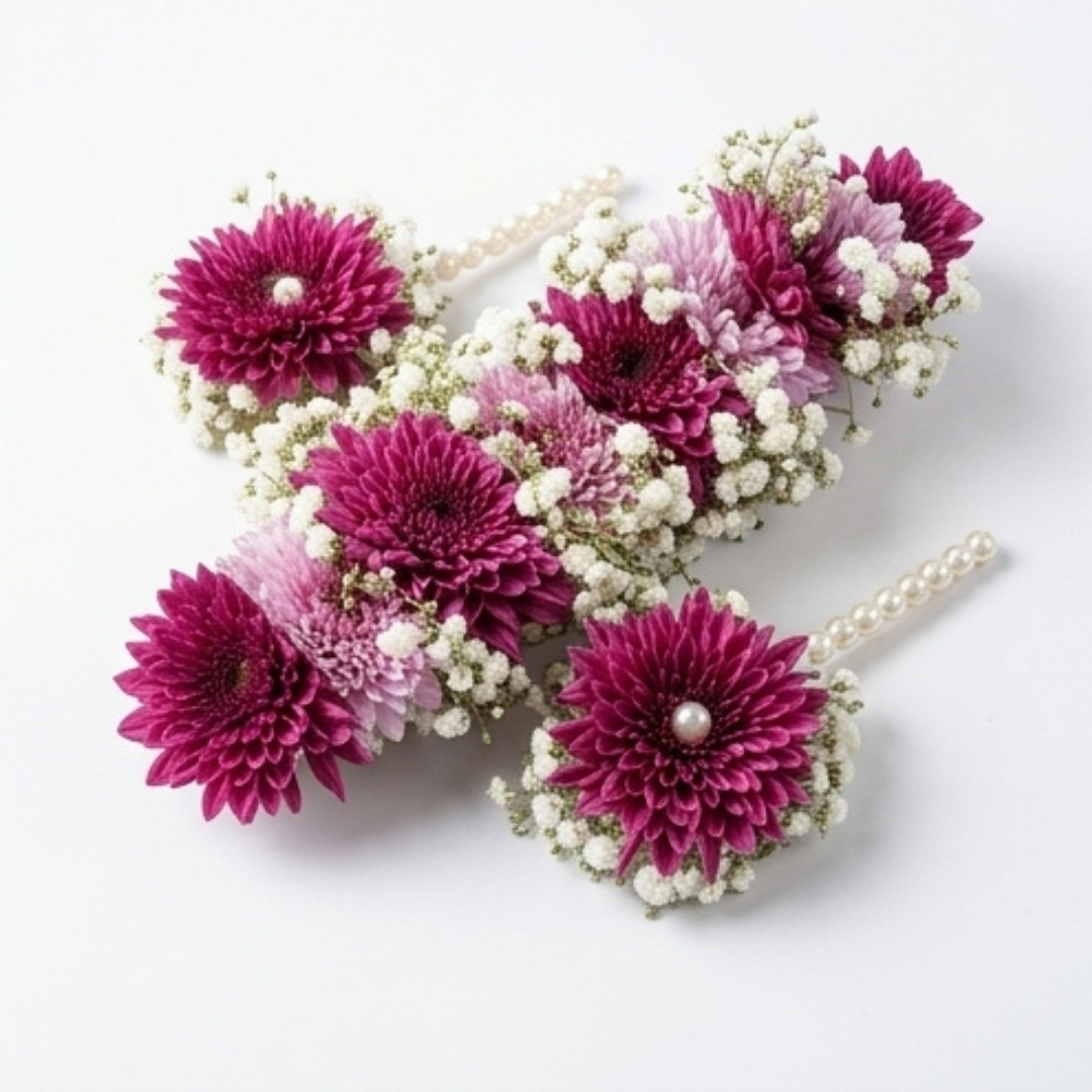 Magenta Bloom Floral Jewelry Set detail 2