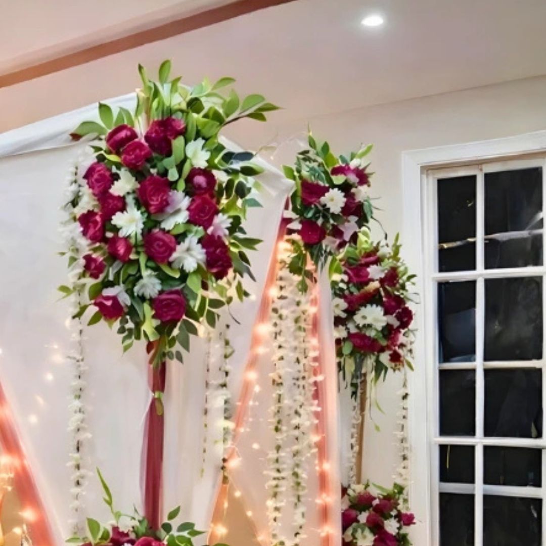 Luxury Fresh & Artificial Flower Masehri Canopy Bridal Bed Decor