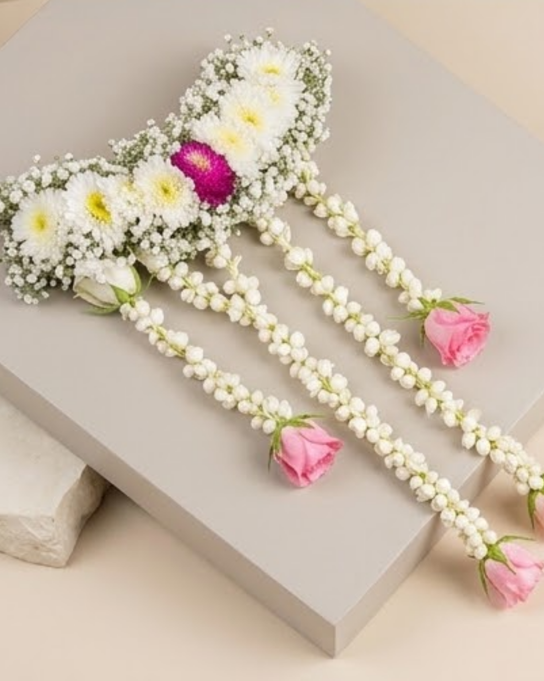 Bloom Cascade Traditional Floral shra& Hair Accessory — Artificial Flowers by Aligoraya Flowers Market, Lahore