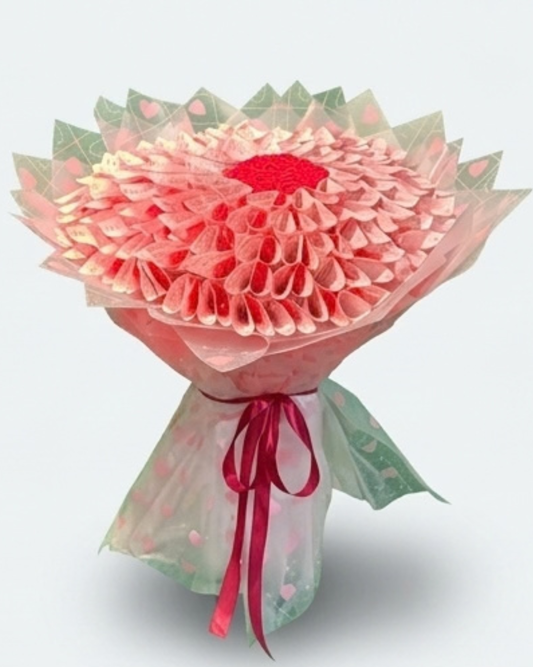 Currency Note Money Bouquet with Red Center and Decorated Wrapper detail 2