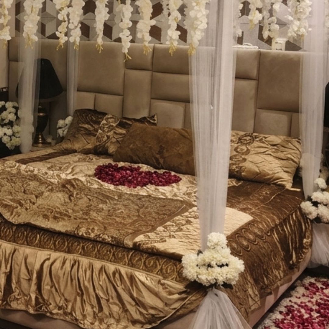 Premium Artificial White Flower Canopy Wedding Bed Decoration