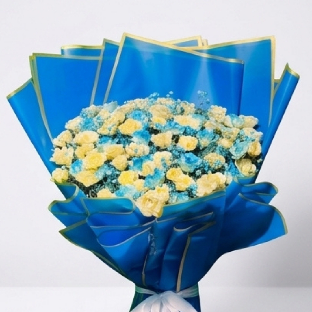 Azure Elegance Blue & White Floral Bouquet detail 4
