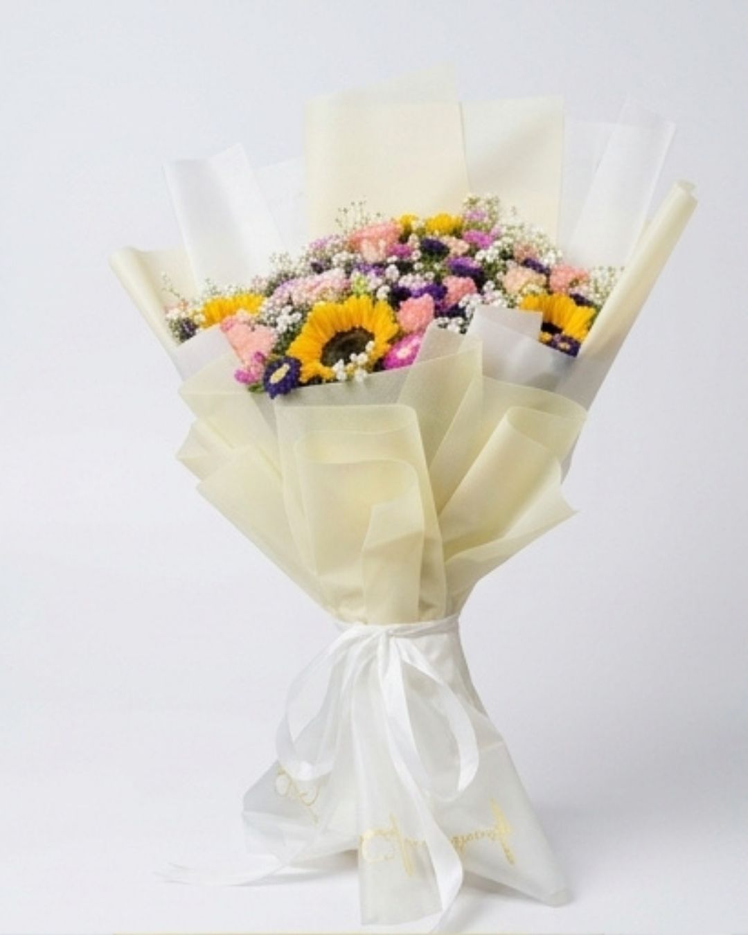 Sunshine Meadow Mixed Sunflower & Pastel Floral Bouquet detail 2