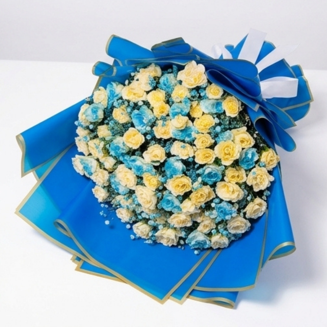 Azure Elegance Blue & White Floral Bouquet detail 2