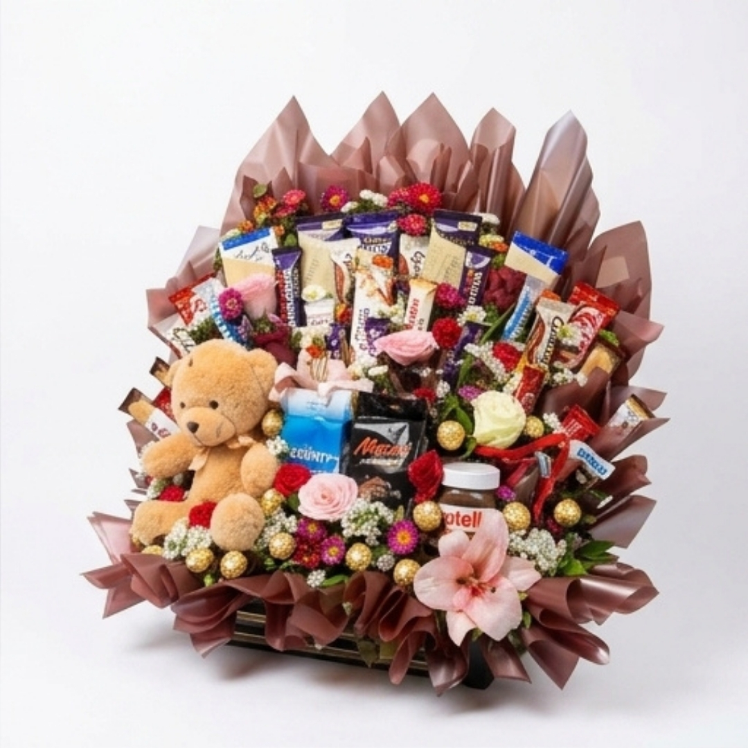 Ultimate Sweet Treats Floral & Chocolate Basket detail 2
