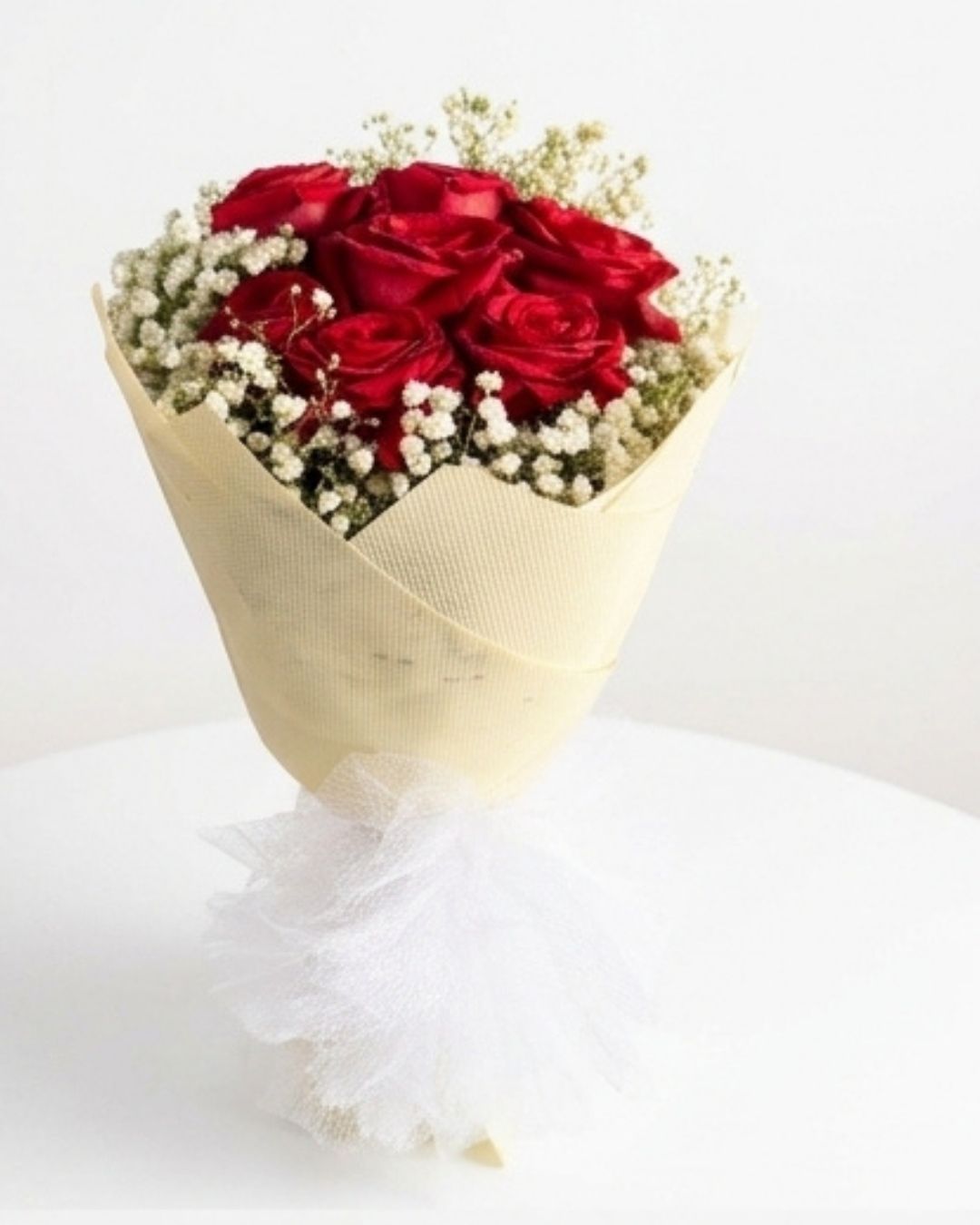Cream & Crimson 7 Red Rose Petite Luxury Bouquet detail 2